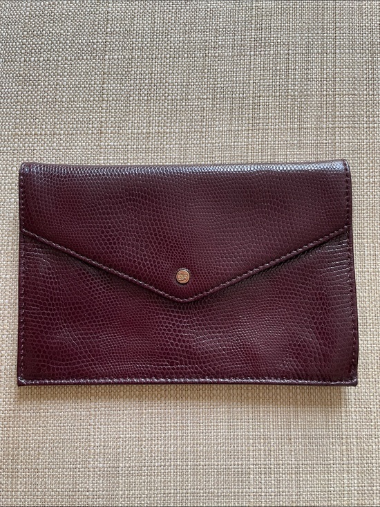 Diane Von Furstenberg Accessories - [DVF] Burgundy Lizard-Embossed Leather Envelope Clutch
